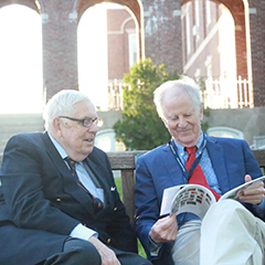 Photo of two happy gentlemen. Link to Life Stage Gift Planner Over Age 65 Situations.